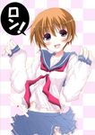  bad_id bad_pixiv_id brown_hair kiyosumi_school_uniform miyanaga_saki neckerchief red_neckwear saki school_uniform serafuku solo tsuchu 