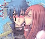  1girl blue_hair erza_scarlet fairy_tail jellal_fernandes lowres red_hair tattoo 