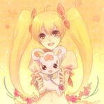  bad_id bad_pixiv_id blonde_hair cure_sunshine flower hair_ribbon heartcatch_precure! juuya long_hair magical_girl midriff myoudouin_itsuki navel potpourri_(heartcatch_precure!) precure ribbon twintails yellow yellow_background yellow_eyes 