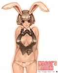  animal_ears breasts bunny_ears cleavage large_breasts maggi midriff original panties short_hair silver_hair solo underwear vest white_panties 