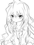  aisaka_taiga bad_id bad_pixiv_id dress_shirt greyscale i-la lineart long_hair monochrome pout shirt solo tears toradora! 