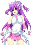  animal_ears beatmania beatmania_iidx cat_ears elbow_gloves fingerless_gloves gloves impossible_clothes impossible_shirt kinoshita_ichi long_hair mizushiro_celica purple_eyes purple_hair shirt simple_background skirt solo 