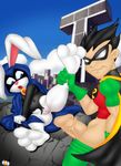  big_penis bunny_raven clothing dc dc_comics dcau female hood human interspecies lagomorph male mammal mask muscles penis pussy rabbit raven raven_(teen_titans) robin robin_(teen_titans) scared shadow size_difference straight teen_titans torn_clothing vlade what 