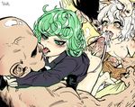  2girls animal_ears ass ass_grab bad_id bad_pixiv_id bald black_dress black_hair blush breasts clothed_sex crosshatching crossover cum cum_in_mouth dress dress_lift feet flat_color from_above gon_freecss green_eyes green_hair group_sex hair_pull half-closed_eyes hetero highres hunter_x_hunter large_penis long_hair long_sleeves multiple_boys multiple_girls multiple_penises muscle neferpitou nipple_tweak nipples one-punch_man panties pants_pull panty_pull penis penis_in_panties saitama_(one-punch_man) saliva sex sgb shaded_face short_hair simple_background tatsumaki tears thigh_sex tongue tongue_out topless underwear white_background white_hair white_panties yellow_eyes 