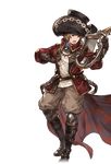  alpha_transparency bard_(granblue_fantasy) belt boots brown_hair coat full_body gran_(granblue_fantasy) granblue_fantasy harp hat instrument jewelry male_focus minaba_hideo music necklace official_art open_mouth playing_instrument solo transparent_background 