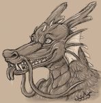  dragon drooling eastern_dragon forked_tongue frill horn saliva scalie singingmagpie smile solo tongue whiskers 
