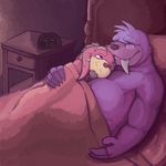  bed bed_covers bedding bedroom clock cobar_the_echidna cuddling dextriux male rotor_the_walrus sleeping sonic_(series) 