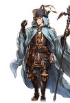  alpha_transparency belt black_gloves boots brown_eyes brown_hair cleric_(granblue_fantasy) fingerless_gloves full_body gloves gran_(granblue_fantasy) granblue_fantasy male_focus minaba_hideo official_art pouch solo staff transparent_background 