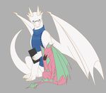  angels_with_scaly_wings blue_eyes claws dragon eyewear female glasses horn invalid_tag male remy_(awsw) scalie signet simple_background vara_(awsw) virgin_killer_sweater young 