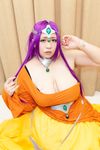  1girl asian breasts chouzuki_maryou chunsoft cosplay dragon_quest dragon_quest_iv enix large_breasts minea minea_(cosplay) photo plump purple_hair solo 