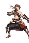  alpha_transparency armor armored_boots belt boots brown_eyes brown_hair full_body gauntlets gran_(granblue_fantasy) granblue_fantasy grappler_(granblue_fantasy) headband legs_apart male_focus minaba_hideo official_art shirtless solo transparent_background 