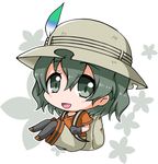  :d backpack bag black_eyes black_gloves black_hair blush chibi eyebrows_visible_through_hair eyelashes floating floral_background full_body gloves hair_between_eyes hat hat_feather helmet jpeg_artifacts kaban_(kemono_friends) kemono_friends knees_together_feet_apart loafers looking_at_viewer noai_nioshi open_mouth outline pants pantyhose pith_helmet red_shirt shirt shoes short_hair short_sleeves smile solo tareme white_background white_outline 