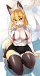  anthro big_breasts bikini blush breasts buried_frog canine cleavage clothed clothing female fox fur hair kemono legwear looking_at_viewer mammal micro_bikini open_mouth short_hair solo swimsuit thigh_highs 