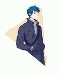  acca_13-ku_kansatsu-ka artist_name blue_eyes blue_hair character_name copyright_name delight_hsia highres jacket male_focus niino_(acca) simple_background solo upper_body 