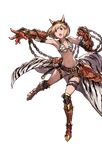  alpha_transparency animal_print armor armored_boots bikini blonde_hair boots clenched_hand djeeta_(granblue_fantasy) fake_horns front-tie_bikini front-tie_top full_body gauntlets granblue_fantasy hairband horns minaba_hideo official_art ogre_(granblue_fantasy) open_mouth outstretched_arm red_footwear short_hair solo swimsuit thigh_strap transparent_background zebra_print 