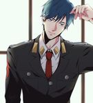  acca_13-ku_kansatsu-ka blue_eyes blue_hair delight_hsia highres male_focus military military_uniform necktie niino_(acca) solo uniform upper_body 
