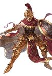  alpha_transparency armor cape full_body gran_(granblue_fantasy) granblue_fantasy helmet holding holding_sword holding_weapon male_focus minaba_hideo official_art pelvic_curtain red_cape shield sleeveless solo sparta_(granblue_fantasy) sword transparent_background weapon 