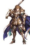  alpha_transparency armor brown_eyes brown_hair cape full_body gran_(granblue_fantasy) granblue_fantasy holy_saber_(granblue_fantasy) male_focus minaba_hideo official_art over_shoulder solo sword sword_over_shoulder transparent_background weapon weapon_over_shoulder 