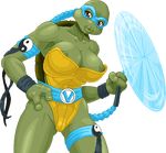  areola bald big_breasts breasts brown_eyes female nipples reptile scalie teenage_mutant_ninja_turtles turtle venus_de_milo_(tmnt) warnerc whip 