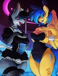  2017 anthro bedroom_eyes biting_lip blue_hair bow_tie breast_grab breast_size_difference breasts brown_hair bunny_costume cleavage clothed clothing collar donkey duo elbow_gloves equine eyebrows eyelashes eyeshadow fake_ears fake_rabbit_ears fan_character feathered_wings feathers female fishnet fishnet_legwear gloves hair half-closed_eyes hand_on_breast holding_breast inner_ear_fluff legwear lipstick maid_costume maid_uniform makeup mammal multicolored_hair my_little_pony open_mouth open_smile panties pegasus purple_eyes red_eyes seductive silvia_windmane skimpy smile stockings tara_(oc) thigh_highs two_tone_hair underwear uniform wings zwitterkitsune 