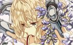  blonde_hair blue_eyes cheese_kang commentary hair_ribbon long_hair md5_mismatch mechanical_hand ribbon solo violet_(flower) violet_evergarden violet_evergarden_(character) 