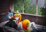  absurd_res bath blue_hair breasts butt canine digital_media_(artwork) dog female female/female hair hi_res mammal moka45 okapi wolfpsalm 