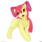  2017 absurd_res alpha_channel apple_bloom_(mlp) dock equine friendship_is_magic hair hi_res horse looking_back mammal my_little_pony open_mouth pony pyravia_(artist) red_hair simple_background smile solo teeth tongue transparent_background young 