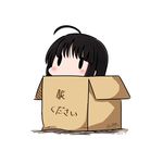  absurdres ahoge artist_name bad_revision black_hair blush box cardboard_box chibi dated downscaled_revision hatsuzuki_527 highres in_box in_container kantai_collection md5_mismatch shouhou_(kantai_collection) simple_background solid_oval_eyes solo translated twitter_username white_background 