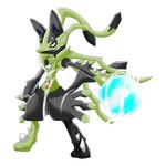  black_fur energy_ball fur fusion green_body jordanqv legendary_pok&eacute;mon lucario nintendo pok&eacute;mon video_games white_eyes zygarde 