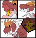  comic feral nintendo oral_vore pikachu pok&eacute;mon simple_background size_difference sparky_the_chu sparky_the_chu_(character) swallowing tyrantrum video_games vore white_background willing_vore 