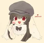  artist_request black_hair furry hat lolipop long_hair open_mouth rabbit red_eyes 