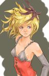  blonde_hair blue_eyes breasts corset dragon_quest dragon_quest_swords elbow_gloves feathers gloves hair_feathers long_hair sawada_sono setia small_breasts solo 