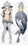  arm_at_side bangs bed_sheet belt bikini bird bird_wings black_bikini black_gloves black_hair bodystocking breast_pocket breasts closed_mouth collarbone collared_shirt commentary_request dakimakura darkmaya eyebrows_visible_through_hair eyelashes fingerless_gloves from_above front-tie_bikini front-tie_top full_body gloves grey_belt grey_legwear grey_shirt grey_shorts groin hair_between_eyes hair_ornament hair_tie hand_on_own_stomach head_wings kemono_friends legs_apart legwear_under_shorts long_hair looking_at_viewer low_ponytail lying medium_breasts midriff multicolored_hair multiple_views navel necktie on_back open_clothes open_fly open_shirt orange_hair pantyhose pocket shirt shoebill shoebill_(kemono_friends) short_sleeves shorts side_ponytail silver_hair sleeve_cuffs string_bikini swimsuit too_literal tsurime two-tone_hair unbuttoned unzipped white_neckwear wing_collar wings yellow_eyes 