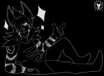  2d_animation animated anthro biped black_background cosplay deltarune juandelcoyote.inc mammal meta monochrome rouxls simple_background 