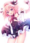  :d astolfo_(fate) black_dress blush braid commentary_request cosplay detached_sleeves dress elizabeth_bathory_(fate) elizabeth_bathory_(fate)_(all) fang fate/apocrypha fate/extra fate/extra_ccc fate_(series) hair_ribbon lancer_(fate/extra_ccc)_(cosplay) layered_dress long_hair looking_at_viewer male_focus mitsuba_choco ookubo_rumi open_mouth otoko_no_ko pink_hair purple_eyes ribbon seiyuu_connection single_braid smile solo tears white_background wrist_cuffs 
