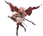  arisa_(shadowverse) arrow belt blonde_hair bow bow_(weapon) brown_eyes cape dress elbow_gloves full_body gloves granblue_fantasy hair_bow holding holding_weapon long_hair looking_at_viewer official_art quiver shadowverse short_dress skirt sleeveless solo standing sword thighhighs transparent_background weapon zettai_ryouiki 