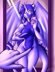  2017 amethystdust_(character) anthro big_breasts blue_hair breasts camera cellphone claws convenient_censorship dragon english_text feathered_wings feathers female female_pov firest_person_view first_person_view forked_tongue hair horn long_hair looking_at_viewer mirror navel nude one_eye_closed one_finger_challenge phone purple_feathers purple_scales rt001 scales scalie selfie signature simple_background slit_pupils smile solo standing text tongue tongue_out wide_hips wings wink yellow_eyes yellow_tongue 