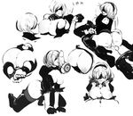  1boy 1girl absurdres all_fours anus ass ass_shake between_breasts blindfold bottomless bouncing_breasts breast_grab breast_sucking breasts clothed_sex cowgirl_position cum cum_on_hair facial feet fellatio girl_on_top hetero highres large_breasts monochrome nier_(series) nier_automata nipple_licking nipples oral paizuri panties_aside penis saliva sex shirt_lift simple_background testicles vaginal white_background yorha_no._2_type_b yorha_no._9_type_s 