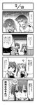  3girls 4koma admiral_(kantai_collection) akagi_(kantai_collection) comic commentary crying gloom_(expression) greyscale highres kaga_(kantai_collection) kantai_collection kurogane_gin monochrome multiple_girls pun translated zuikaku_(kantai_collection) 