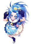  animal_ears blue blue_choker blue_eyes blue_gloves blue_hair choker crown cure_gelato earrings extra_ears food fur_trim gloves highres ice_cream jacket jewelry kirakira_precure_a_la_mode leather leather_jacket lion_ears lion_tail long_hair looking_at_viewer magical_girl open_mouth precure sagold shiny shiny_hair short_sleeves simple_background smile solo tail tategami_aoi white_background 