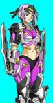  1girl armor banpresto bodysuit boots breasts clenched_hand clenched_hands female gauntlets gloves green_background green_eyes helmet impossible_clothes kaldia_basirissa large_breasts midriff pink_hair short_hair simple_background solo standing super_robot_wars super_robot_wars_og_saga_mugen_no_frontier super_robot_wars_og_saga_mugen_no_frontier_exceed sword thigh_boots thighhighs weapon 
