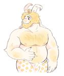  alpha_channel asgore_dreemurr beard blonde_hair body_hair boss_monster caprine chest_hair claws clothed clothing crown facial_hair fangs fur goat hair horn long_ears looking_away male mammal mature_male musclegut muscular nipples pecs quailtea slightly_chubby solo topless traditional_media_(artwork) undertale underwear video_games white_fur 