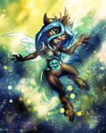  4_fingers anthro black_skin blue_hair breasts changeling eyelashes featureless_crotch female friendship_is_magic hair hooves karol_pawlinski my_little_pony nude queen_chrysalis_(mlp) smile wide_hips 