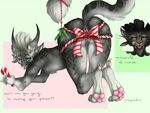  bow candy candy_cane charr charrcoal christmas coffeefoxgraphics feline female food fruity_kitty guild_wars hindpaw holidays mammal mistletoe paws plant presenting pussy video_games 
