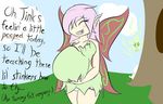  belly big_belly dialogue diaper diaper_disposal digestion disposal english_text eyes_closed fairy female hair pink_hair prettypaddedprincess solo text vore wings 