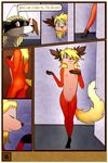  2017 age_difference anthro blush canine clothing comic cub dialogue digital_media_(artwork) duo embarrassed english_text female fox fur hair hybrid jaxneesen mammal maxwell_(gratitude-advocate) nipples nude open_mouth pussy size_difference smile text tongue young 