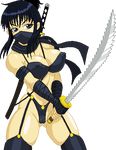  1girl breasts erect_nipples large_breasts ninja raku thong warner weapon 