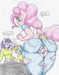  2016 anthro big_butt blush butt clothing dialogue english_text equine female flicker-show friendship_is_magic horn horse mammal my_little_pony nipple_bulge panties pegasus pinkie_pie_(mlp) pony rainbow_dash_(mlp) sweat text thick_thighs torn_clothing twilight_sparkle_(mlp) underwear wing_boner winged_unicorn wings 