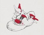  2017 anus breasts butt butt_grab claws duo female female/female fingering fluffy fur hand_on_butt looking_back lying mammal markings nintendo open_mouth pok&eacute;mon pussy rear_view red_eyes red_markings slightly_chubby spreading tongue tov video_games white_fur worried zangoose 