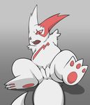  female flat_colors nintendo pok&eacute;mon pussy simple_background video_games vulapa zangoose 